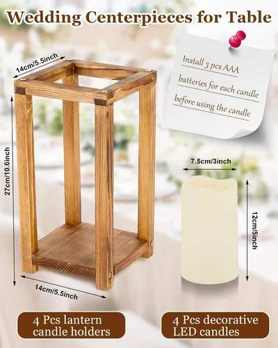 Vista 2 de Huquary - Centro de mesa de madera para decoración de mesa, 8 unidades Marrón Oscuro