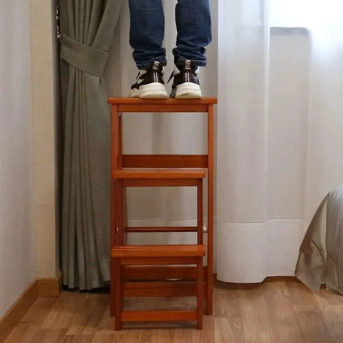 Vista 4 de Moderno taburete multifuncional para biblioteca, silla de biblioteca, silla plegable de madera para el hogar, carga máxima de 330.7 lbs Negro