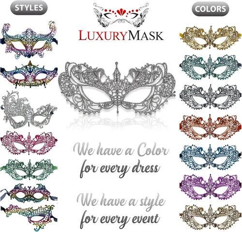 Vista 6 de Masquerade Mask For Women Lace Masquerade Masks for Masquerade Party, Proms, Venetian Party, Mardi Gras, Halloween & Cosplay