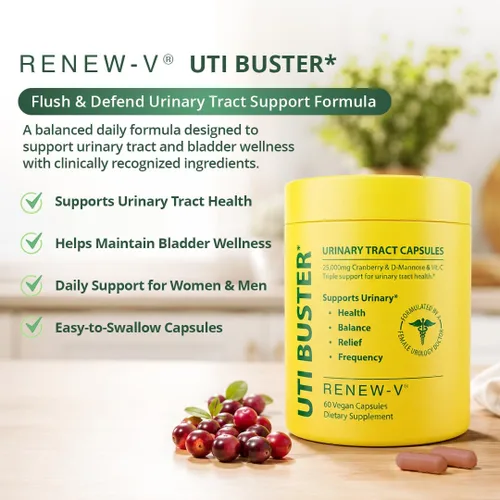 Vista 2 de UTI Buster - Suplemento para la salud del tracto urinario con arándano, D-manosa y vitamina C, apoya la salud de la vejiga y el apoyo urinario
