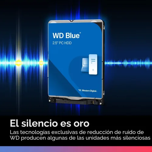 Vista 4 de Western Digital 1TB WD Blue Disco duro móvil HDD - 5400 RPM, SATA 6 Gb/s, caché de 128 MB, 2.5" - WD10SPZX