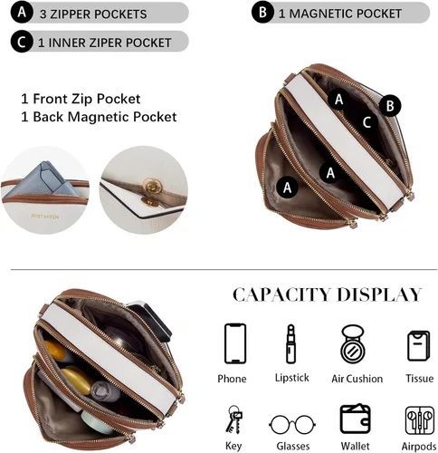 Vista 8 de BOSTANTEN Bolsos cruzados para mujer, billetera de cuero pequeña RFID