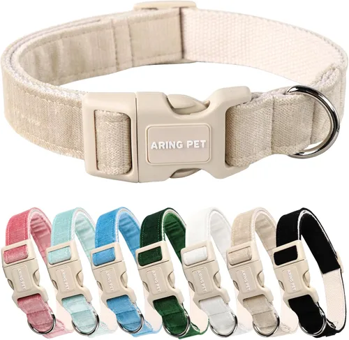 Vista 26 de Aring Pet Collar de algodón, ligero y ajustable, con hebilla de liberación rápida para perros pequeños, medianos y grandes, para cachorros, rosa