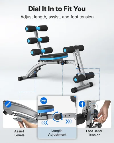 Vista 4 de MERACH Ab Machine, Adjustable Ab Workout Bench for Home Gym, Multi-Functional Sit Up Exercise Equipment with 300 LBS Weight Capacity, Exercise Chair