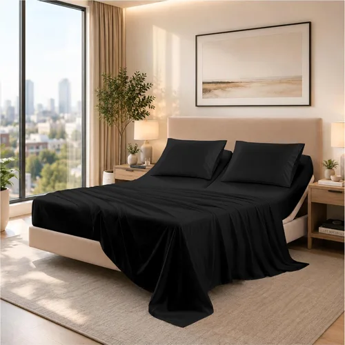 Vista 25 de SGI bedding Sábana Queen de 28 pulgadas con cabecera flexible y parte superior dividida, 100% algodón egipcio - 600 número de hilos, sábanas de 01