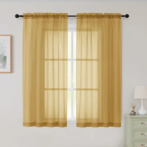 Vista 200 de 2 paneles de cortinas traslúcidas blancas para dormitorio, sala de estar, 96 pulgadas de largo, modernas, suaves, ligeras, con bolsillo para barra