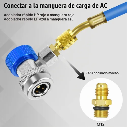 Vista 6 de Los adaptadores de acoplador rápido ajustables AC R134A funcionan como accesorios de calibre de colector de aire acondicionado automático, HVAC