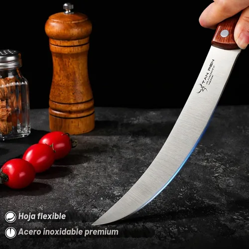 Vista 3 de TAN REN - Cuchillo para cortar carnicero de 8 pulgadas, cuchillo de corte de acero inoxidable Cuchillo de carnicero de pechuga de 8 pulgadas