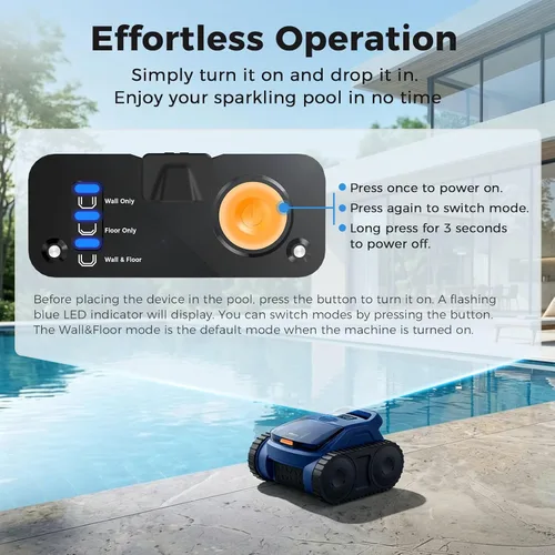 Vista 3 de Limpiador robótico inalámbrico para piscinas, aspiradora robótica automática para piscinas enterradas, limpieza de robot de piscina de spa de hasta