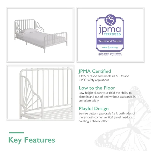 Vista 7 de Little Seeds Quinn - Cama infantil de metal caprichoso, color blanco roto