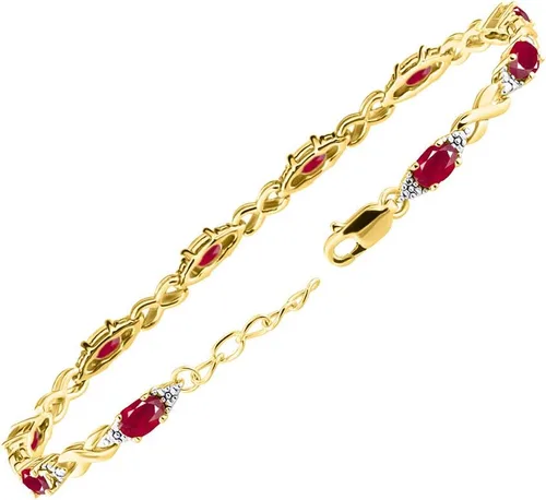 Vista 3 de RYLOS Pulseras para mujer, chapados en oro amarillo, plata XO Hugs & Kisses, pulsera de tenis con piedras preciosas y diamantes genuinos, ajustable