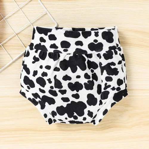 Vista 19 de Conjunto de ropa para bebé niña de 1er cumpleaños con mangas con volantes + pantalones cortos estampados + diadema para tartas