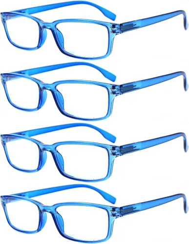 Vista 16 de Kerecsen Paquete de 4 Gafas de Lectura para Hombres y Mujeres con Bisagras de Resorte, Anteojos de Lectura Rectangulares Negros Ligeros