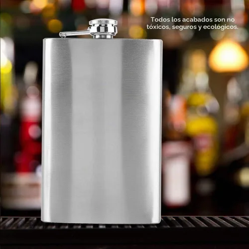 Vista 3 de Frasco de cadera, frasco de licor de acero inoxidable a prueba de fugas de 10 onzas con embudo para vino de whisky, contenedor de alcohol