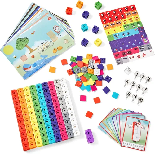 Vista 5 de hand2mind MathLink Cubes Numberblocks Juego de Actividades 1-10, 30 Actividades de Aprendizaje Preescolar, Bloques de Conteo, Cubos de Enlace