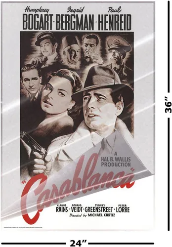 Vista 2 de Casablanca - Póster de película (estilo regular - blanco) (tamaño: 24 x 36 pulgadas) (póster laminado)