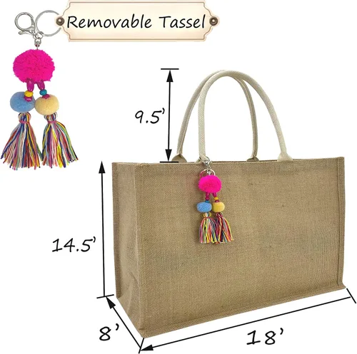 Vista 4 de Hibala - Bolsa de playa grande tejida, bolsa de playa hecha con paja, bolsa de hombro tejida a mano, bolsa con borlas