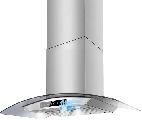 Vista 28 de Campana extractora de isla de 36 pulgadas, montaje en techo de 1200 CFM con detección de gestos de 4 velocidades y control táctil, campana