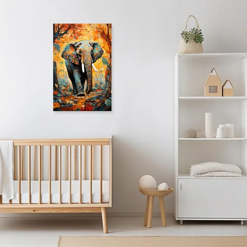 Vista 4 de ARTZGX Lienzo abstracto de elefante para pared, pintura de elefante colorido y elefante bebé, marco decorativo de vida silvestre africana