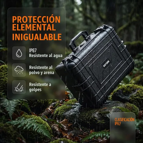 Vista 7 de MEIJIA Funda rígida protectora impermeable portátil, funda para cámara con espuma de ajuste personalizable insertada, apta para uso con drones