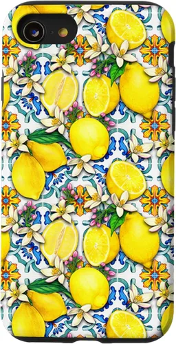 Vista 18 de Citrus Fruit Lemons Blue Tile Gardencore Farmcore Pattern Case for iPhone 17