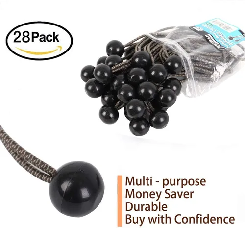 Vista 7 de XSTRAP STANDARD 28 cuerdas elásticas de bola, 9 pulgadas, resistentes bolas de cuerda Bungie para toldo, lona con cuerda elástica para toldo, lona