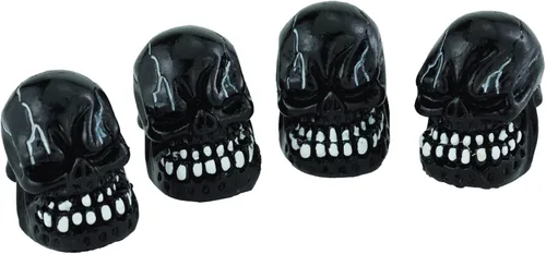 Vista 4 de Tapas de vástago de válvula de calavera para neumáticos de bicicleta, cubiertas de llanta de aire para la mayoría de vehículos, bicicletas, Negro