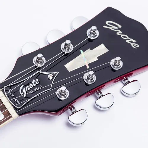 Vista 3 de Guitarra eléctrica de jazz Grote de cuerpo hueco con herrajes cromados P90 (ROJO)