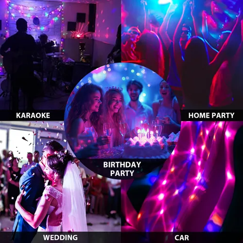 Vista 8 de Luces de fiesta de bola de discoteca para DJ, activadas por sonido, con control remoto, lámpara estroboscópica, 7 modos, luz de escenario