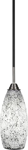 Vista 164 de Toltec Lighting Paramount - Mini colgante de 1 luz en acabado negro mate con cristal de arte perla de 7 pulgadas y estilo negro