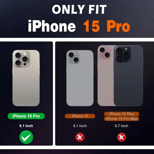 Vista 2 de SHIELDON Funda para iPhone 15 Pro 5G de 6.1 pulgadas, funda de piel auténtica tipo cartera con bloqueo RFID, ranuras para tarjetas, cierre Negro