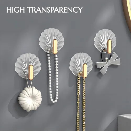 Vista 6 de Ganchos adhesivos de pared, ganchos decorativos resistentes para llaves, bolsos, sobre la puerta, paquete de 4