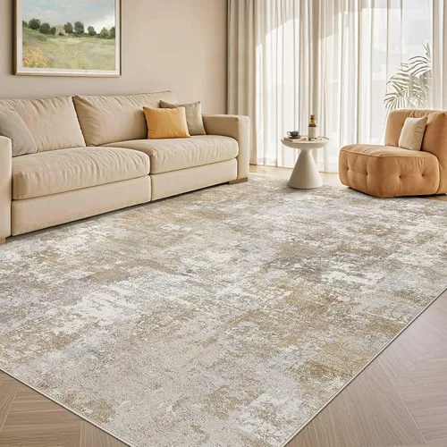 Vista 33 de Tortania Alfombra redonda lavable de 5 pies para sala de estar: Alfombra moderna abstracta neutra grande suave y delgada – Alfombra antideslizante