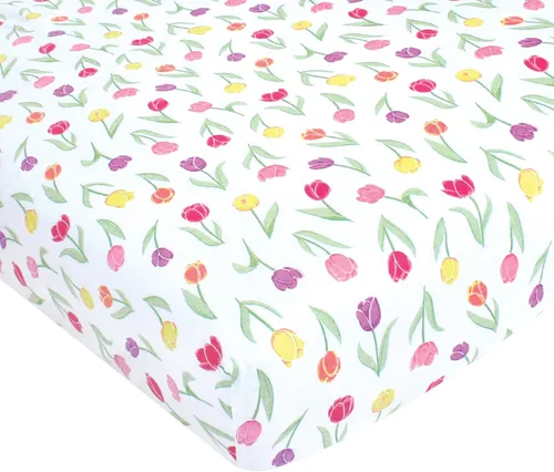 Vista 23 de Hudson Baby Sábana bajera ajustable unisex de algodón para cuna, avión, talla única