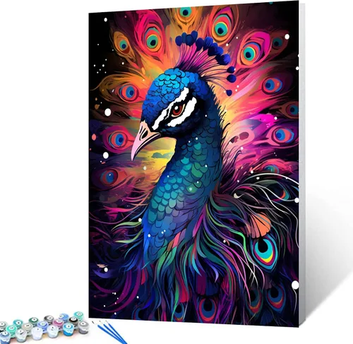 Vista 16 de Tucocoo Kit de pintura por números de lobo colorido, lienzo de 16 x 20 pulgadas, pintura al óleo digital para adultos con pinceles y pigmento Obras