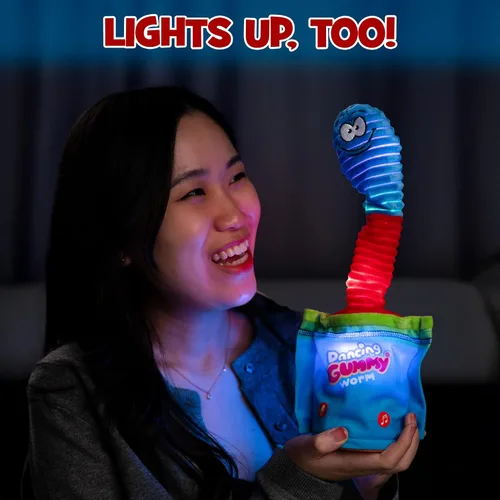 Vista 5 de Gagster Gusano de goma bailarín, juguete interactivo para hablar y cantar, ilumina y repite lo que dices, divertido juguete animatrónico para niños