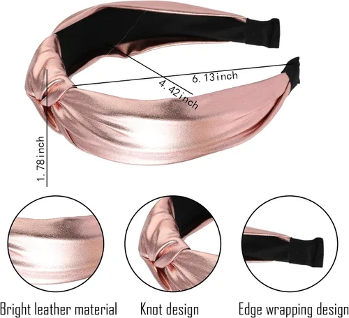 Vista 7 de Drnytunk Paquete de 4 diademas anchas anudadas para mujeres y niñas, lindas envolturas para la cabeza en color sólido, accesorios antideslizantes