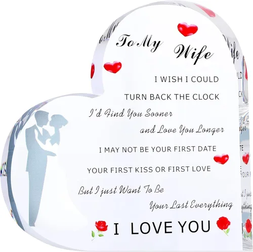 Vista 14 de Placa de corazón de acrílico, citas inspiradoras, regalo romántico para novia, novio, amante, regalo para boda, cumpleaños, aniversario, decoración