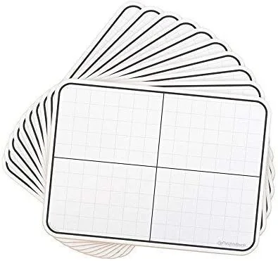 Vista 2 de Paquete de 15 tableros portátiles de doble cara de 9 x 12 con rejilla XY para estudiantes, pizarra de borrado en seco fabricada en los Estados Unidos