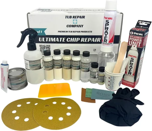 Vista 6 de Kit de reparación de bañera para grietas en el piso con color a juego, kit de reparación de fibra de vidrio resistente, reparaciones sin costuras