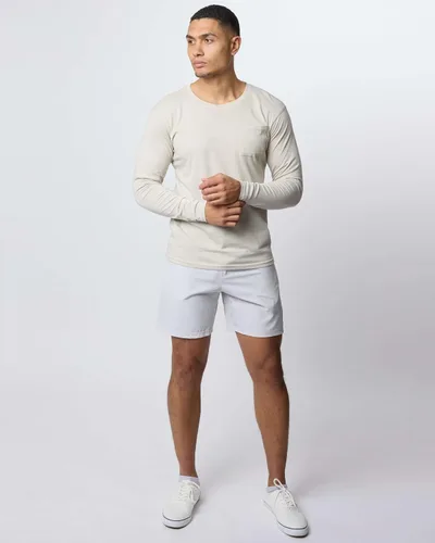 Vista 5 de Real Essentials Paquete de 3 Camiseta deportiva de algodón de manga larga con cuello redondo y bolsillo para hombre