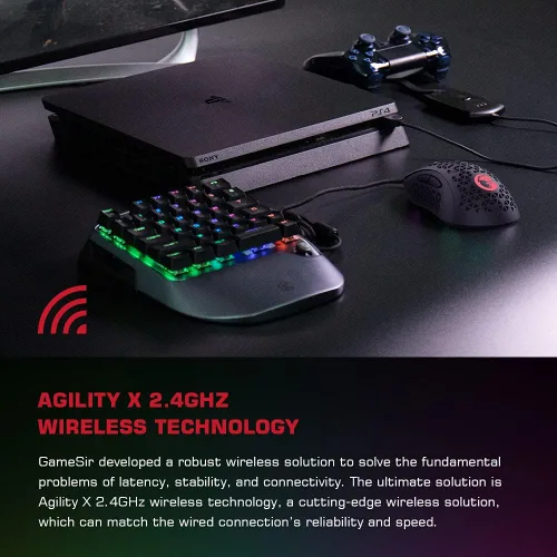 Vista 8 de Gaming Keyboard and Mouse for PS4Xbox OneXbox Series XSNintendo SwitchPC GameSir VX2 AimSwitch Wireless Keyboard and Mouse Adapter with RGB Backlit