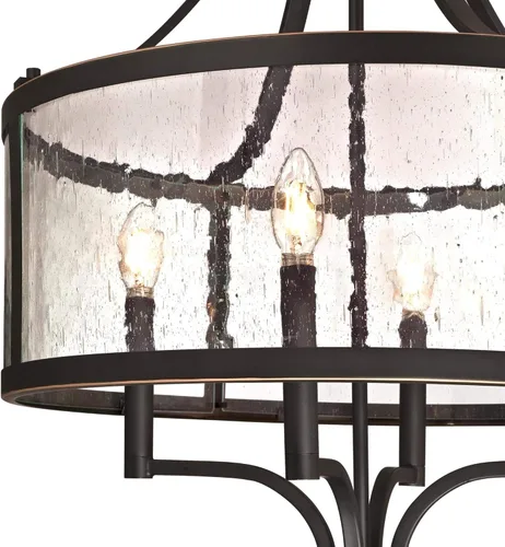 Vista 3 de Westinghouse 6368400 Belle View - Lámpara de araña de cristal transparente con cuatro luces para interiores, acabado de bronce aceitado con reflejos