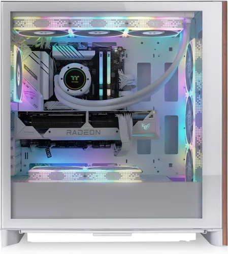 Vista 3 de Thermaltake S370 WS; Chasis de torre media; moldura frontal de madera; ventiladores de 0.157 x 4.724 in incluidos; espacio libre de GPU de 16.142