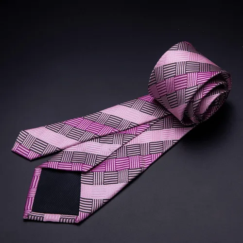 Vista 7 de YOHOWA Conjunto de corbatas a cuadros para hombre de seda negocios boda formal a la moda corbata y bolsillo cuadrado