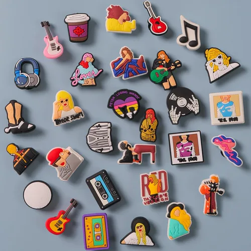 Vista 2 de BesMaker 30 dijes para zapatos de música cantante TS para zapatos y pulseras, pulseras para regalos de fiesta, Cloruro de polivinilo, No es una