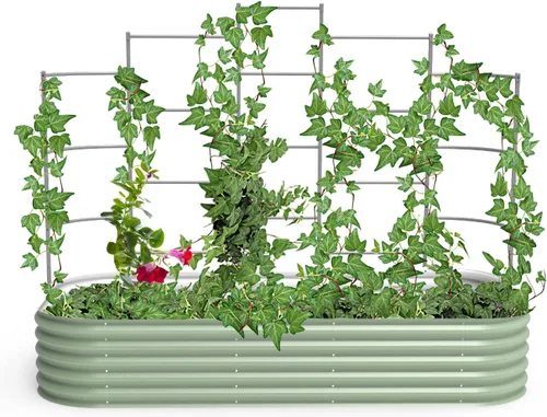 Vista 15 de Vego Garden Sistema modular de enrejado de pared, 8.0 pies de largo para camas de jardín de 2.0 x 8.0 pies (9 en 1), enrejado de jardín para plantas