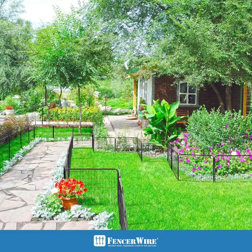 Vista 8 de Fencer Wire Valla decorativa de alambre, decoración de paneles, hierro resistente para paisaje, patio, cama de flores, sección de borde de barrera