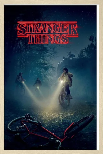 Vista 7 de Trends International Netflix Stranger Things - Póster de pared de bicicletas, 14.725 x 22.375 pulgadas, versión enmarcada de madera de granero