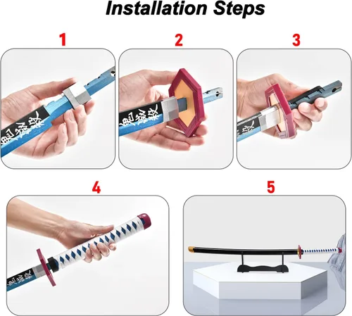 Vista 5 de Demon Slayer Sword Anime Sword 41inch - with Belt - Zenitsu Sword & Tanjirou Sword & Rengoku Sword - Various Styles Available